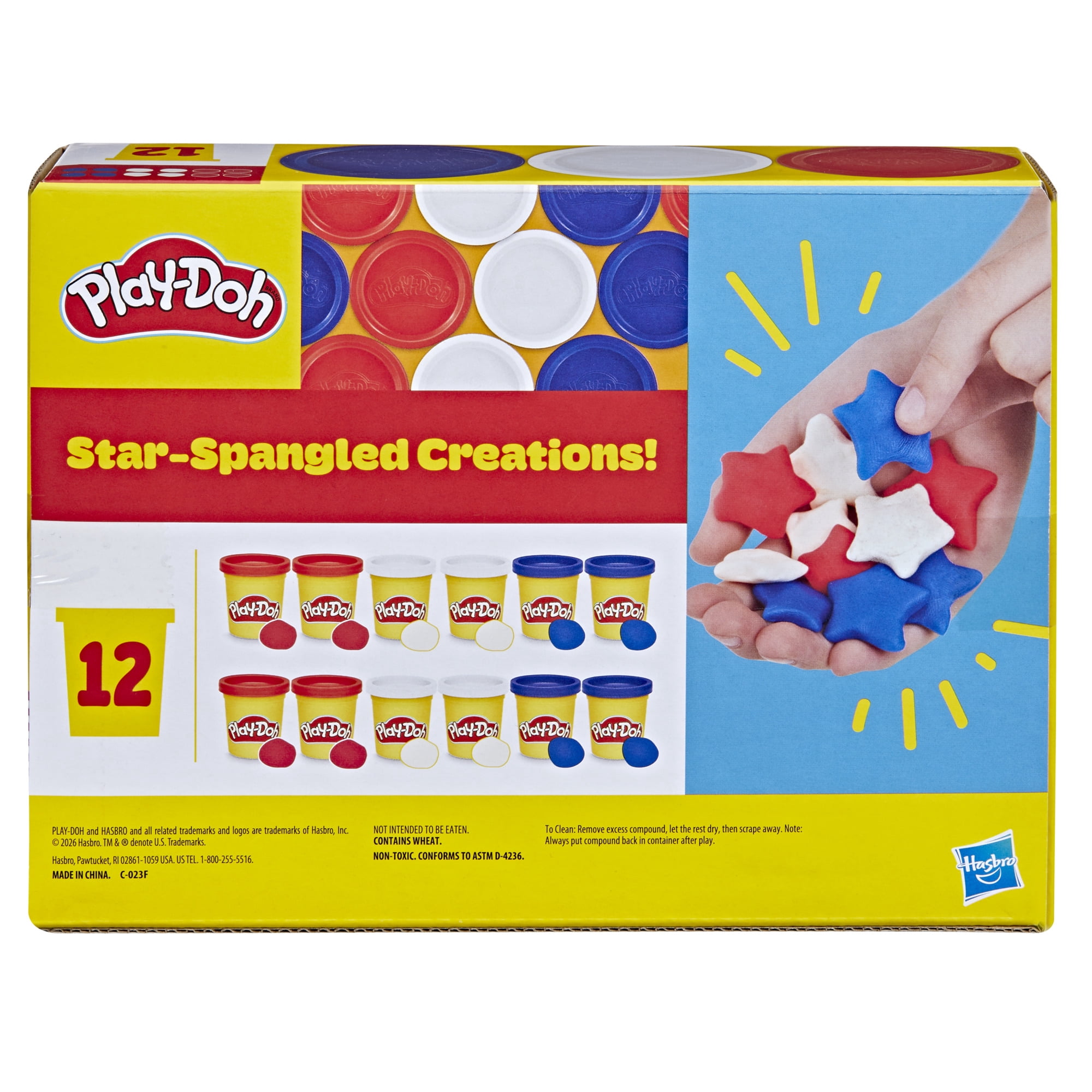 Play-Doh 12 Pack Red White and Blue 2 oz Cans, Creative Summer Activities for Kids, Patriotic Toys , Ages 2+