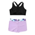 thumbnail image 4 of Zaldita Kids Girls 2 Pcs Dance Outfit Criss Cross Back Crop Top with Gymnastics Yoga Shorts Set Butterfly 10, 4 of 7