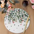 thumbnail image 3 of Green Botanical Round 15 Inch Placemats Set of 8, Watercolor Spring Eucalyptus Leaves Red HeatResistant Non Slip Place Mats for Dining Table, Wipeable Braided Kitchen Table Mats for Housewarming, 3 of 9