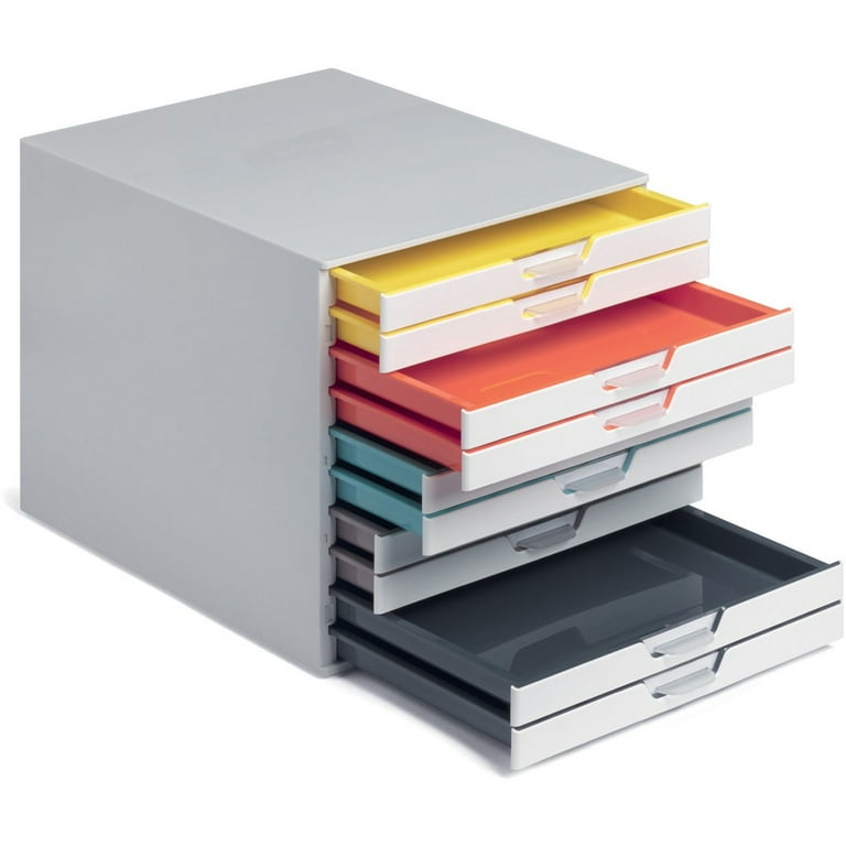 DURABLE VARICOLOR MIX 10 Drawer Desktop Storage Box, White/Multicolor - 10 Drawer(s) - 11 DURABLE VARICOLOR MIX 10 Drawer Desktop Storage Box, White/Multicolor - 10 Drawer(s) - 11