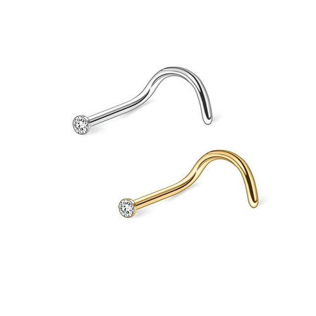 Nose Rings Pack of Two Surgical Steel Steel Assorted 20ga Body Jewelry Piercing