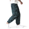 thumbnail image 4 of Men Cotton Baggy Hippie Yoga Harem Pants Funky Printed Plus Size Trousers Sports Cotton Linen Boho Wide Leg Baggy Harem Pants with Pockets White M, 4 of 6