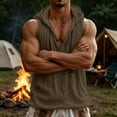 thumbnail image 5 of Guluxicc Cotton Tank Tops for Men Drawstring Hooded Solid Color Shirts Regular Fit Summer Outdoor Casual Sleeveless Tops, 5 of 9