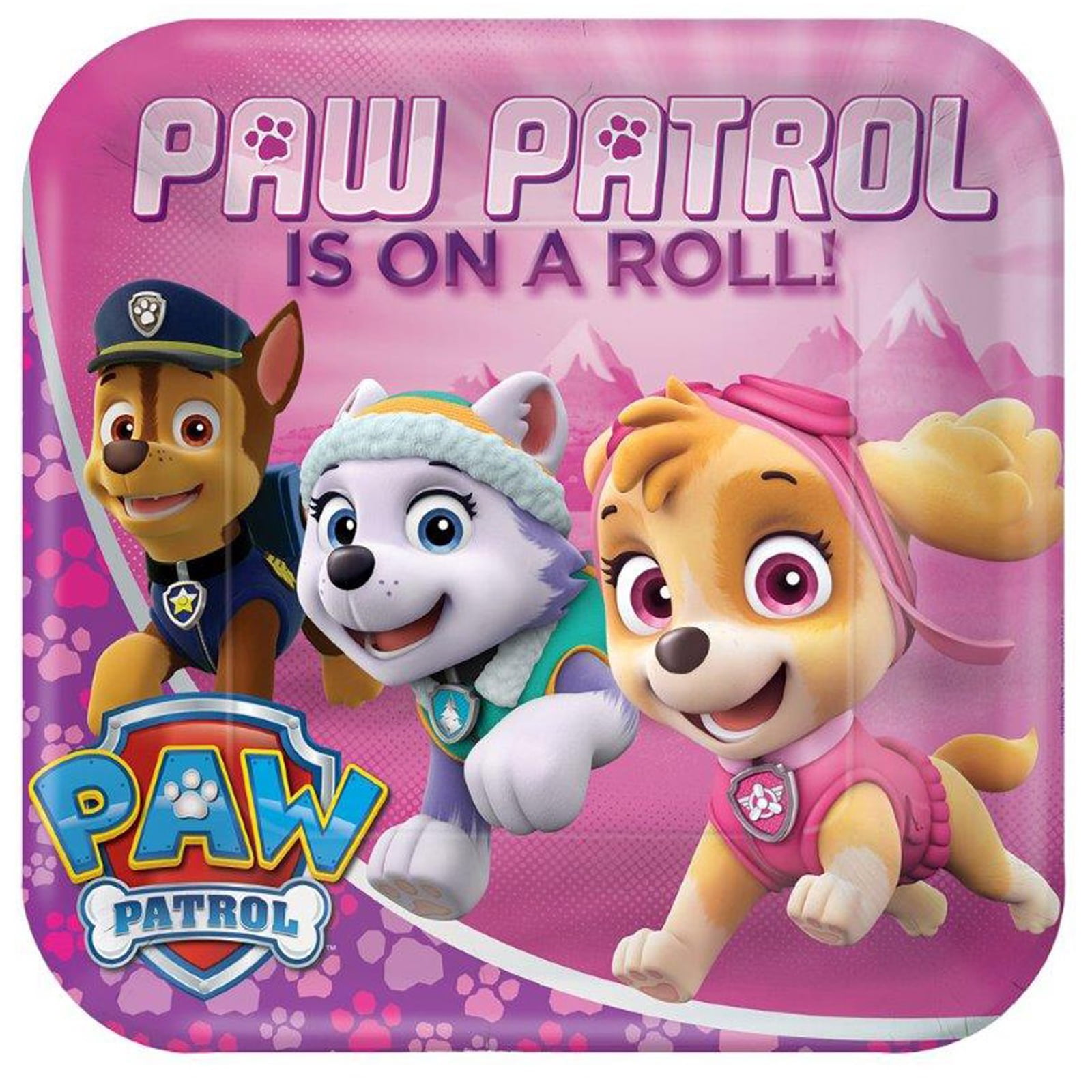 9" Patrol Pink Square Paper 8ct - Walmart.com