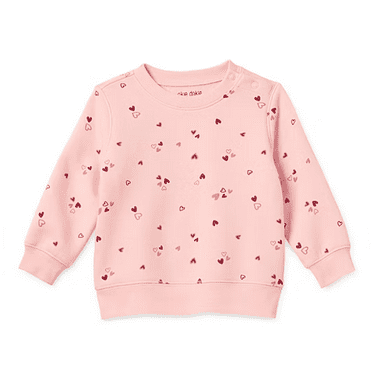 Okie Dokie Baby Girls Crew Neck Long Sleeve Fleece Sweatshirt Pink Hearts - 24M
