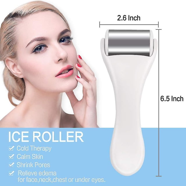 Rodillo de hielo para cara y ojos, hinchazón, migra?a, alivio del dolor y lesiones menores, productos para el cuidado de la piel Masajeador facial de acero inoxidable Masaje con rodillo de hielo ZefeiWu 8390614096073