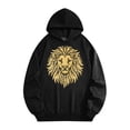 thumbnail image 2 of Men's Pocket Graphic Hooded Pullover, Golden Lion Head Illustration, Sizes S-2XL, 2 of 9