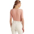 thumbnail image 2 of LAUREN RALPH LAUREN Womens Pink Ribbed Short Sleeve Scoop Neck Top L, 2 of 3