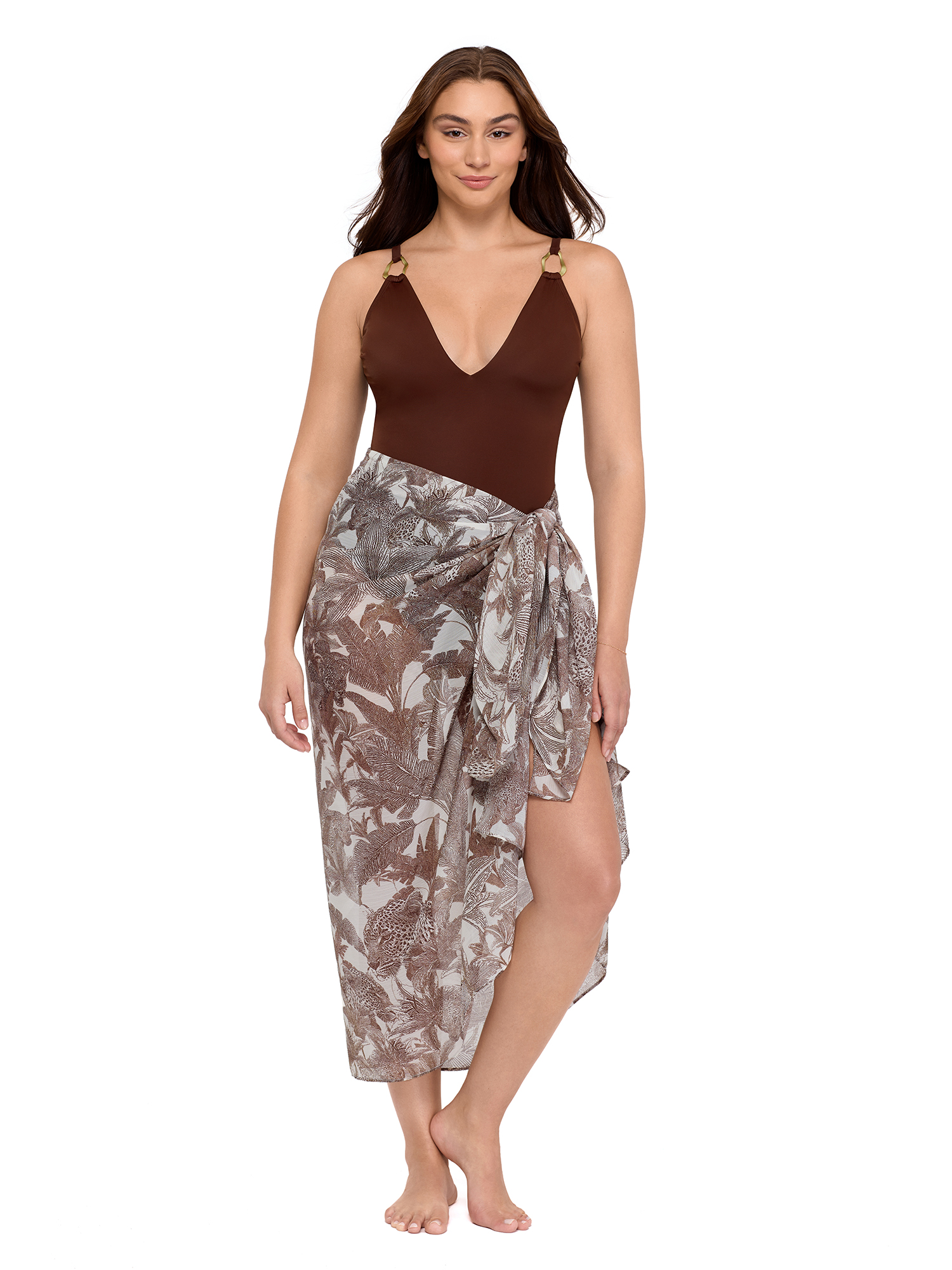 Sofia by Sofia Vergara Women's and Women's Plus Plunge One-Piece Swimsuit, Sizes XS-2X