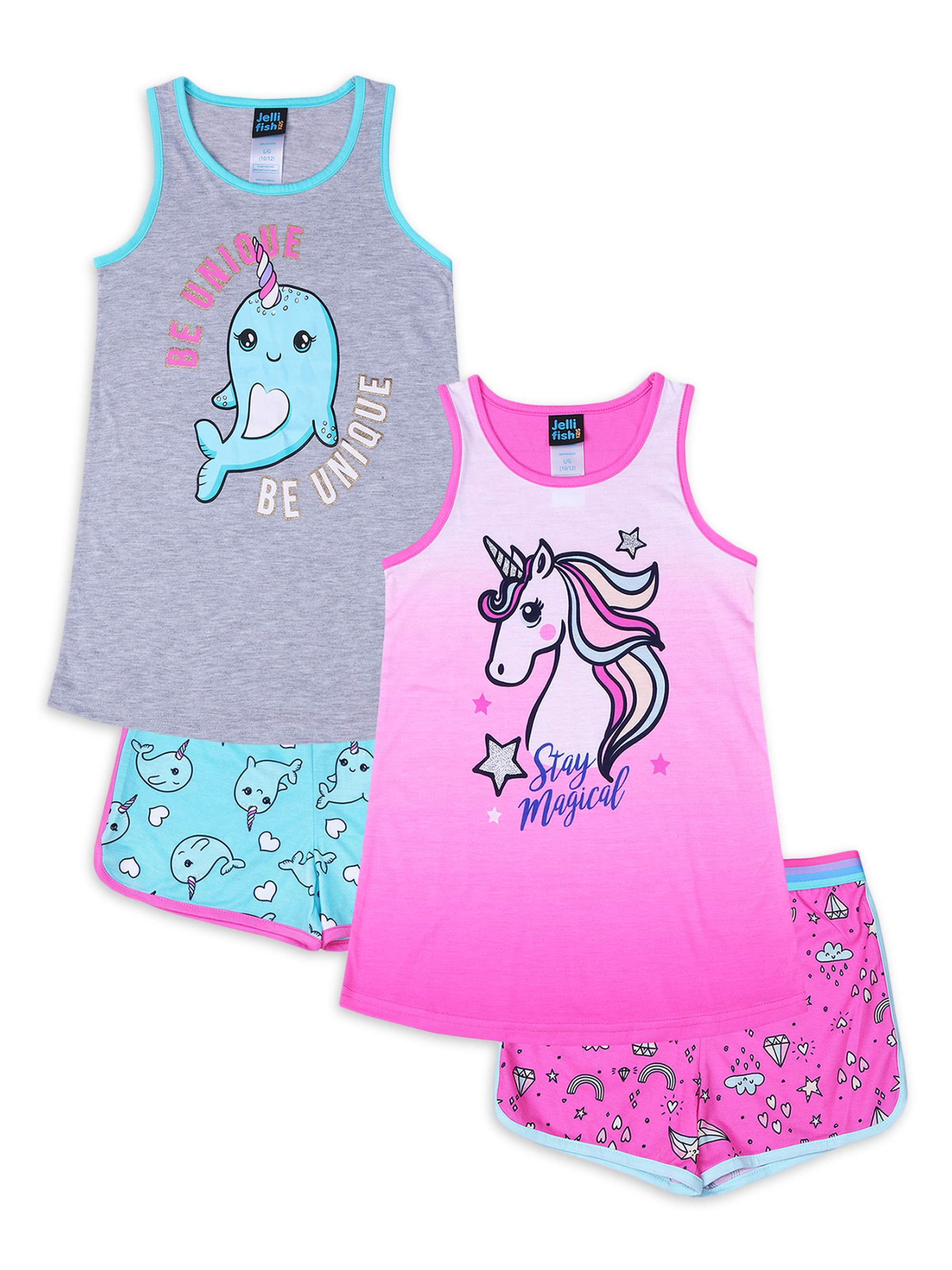 Jellifish Kids Girls 414 Matching Short & Tank Top Pajama Set