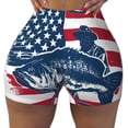 thumbnail image 2 of KLL fisherman fishing with USA flag Pattern Workout Shorts for Women Scrunch Short Gym Yoga Running Sport Active Exercise Fitness Shorts-Small, 2 of 8