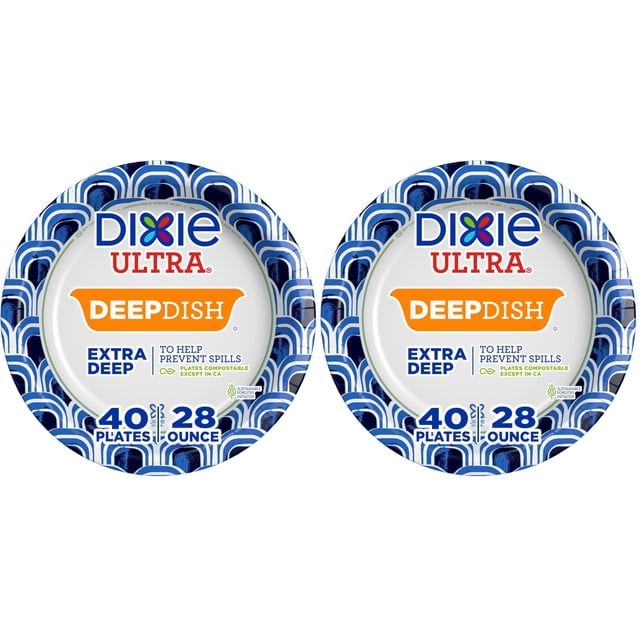 Plato hondo Dixie de Paper Plates, 28 onzas, 40 unidades, 3 veces más fuerte