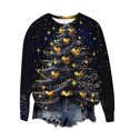 thumbnail image 3 of ClodeEU Women's Shining Christmas Tree Print Shirts,Casual Long Sleeve Round Neck Top,Loose Fit Trendy Clothes Multicolor 04,Womens Plus L, 3 of 6