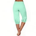 thumbnail image 4 of cocolona Womens Summer Capri Pants Elastic Waist Drawstring Button Pocket Sweatpants Outdoor Athletic Casual Beach Yoga Pants on Clearance, 4 of 6