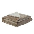 thumbnail image 5 of Cozy Tyme Lorraine Flannel Reversible Sherpa Throw Blanket - Super Soft Solid Color 108"x 90" Taupe, 5 of 11