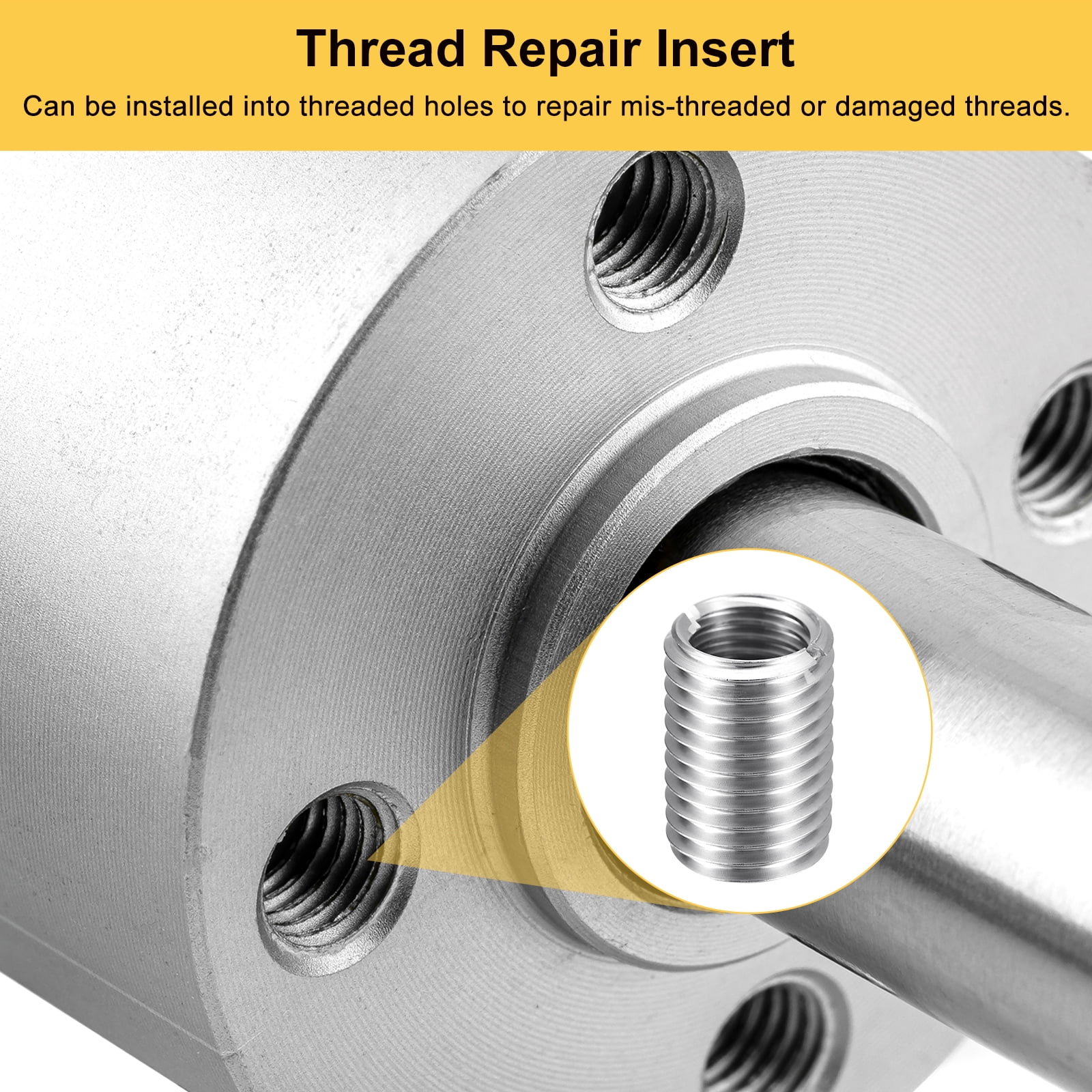 Uxcell 6pcs Thread Repair Inserts M20 x 2.5 Male to M16 x 2 Female Thread 30mm Long Stainless Steel Reducing Nuts Metric Self Tapping Sleeves