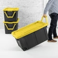 Sterilite Plastic 40 Gallon Wheeled Industrial Storage Tote Yellow Lily