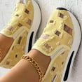 thumbnail image 4 of Platform Wedge Sneakers for Women Fashion Hollow Out Slip On Loafers Breathable Walking Work Shoes with Arch Support Yellow Size 9, 4 of 7