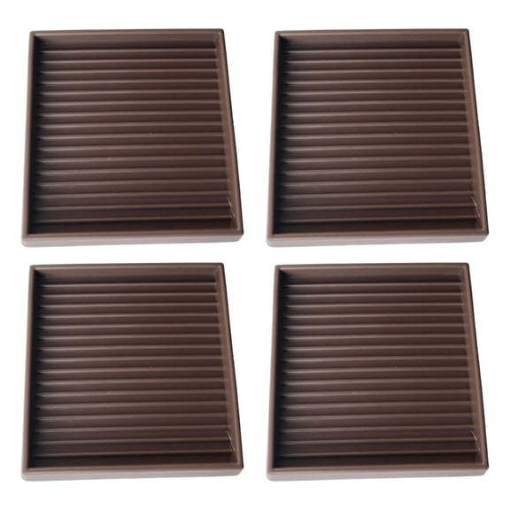 Goohae Furniture Anti-Slip Pads – 4-Pack 3" Square Rubber, Floor Protection & Noise Reduction, Heavy Chair & Sofa Stoppers, Brown Furniture Pads, Furniture Risers