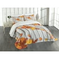 thumbnail image 3 of Ambesonne Autumn Quilted Bedspread Set 3 Pcs, Fall Maple Leafs Tree, King Size, Orange White, 3 of 5