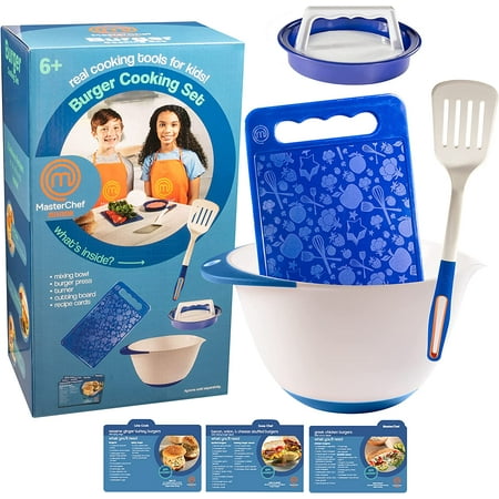

MasterChef Junior Burger Set - 9 Pc. Kit Includes Real Cookware for Kids Recipes and Burger Press