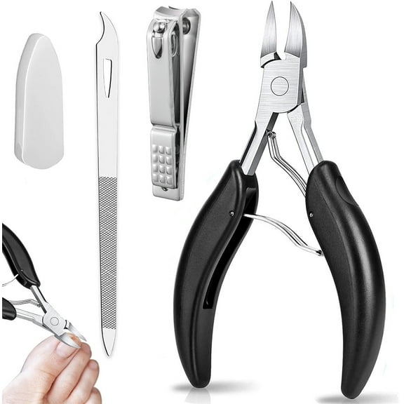 Toenail Clippers with Nail Clippers and Nail File,Happon Toe Nail Clippers for Thick & Ingrown Toenails,Nail Clippers Stainless Steel Sharp Pedicure Toe Nail Clippers, with Easy-to-Grip Handle