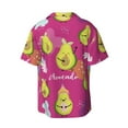 thumbnail image 2 of KLL Pink Green Avocado Print Men's Shirt Short Sleeve Button Down Summer Cuba Beach Shirts- XX-Large, 2 of 7