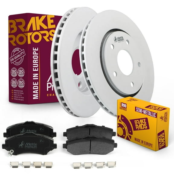 Metrix Premium Chassis Parts Front Semi-Metallic Disc Brake Pad Set & Vented Brake Rotor Kit Fits Chrysler Town & Country,Dodge Grand Caravan,Journey,Ram C/V