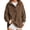 Brown, variant on Women Oversized Mock Neck Henley Sweatshirt with Snap Button Fall Fashion Must Haves Yoga Long Sleeve Sweatshirt Office Casual Casual Soft Fleece Pullover Tops with Pockets Red S