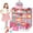 Pink-5 Stories, variant on 5 Stories Dollhouse for Girls, DIY Doll House Accessories Playhouse with Furniture and 19 Rooms, Pretend Play House with Lights for Kids