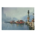 thumbnail image 1 of Country Cutting Board, View of a Misty Morning at the Harbor with Boats and Birds in Old Fishing Town Art, Decorative Tempered Glass Cutting and Serving Board, Large Size, Multicolor, by Ambesonne, 1 of 1
