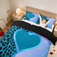 thumbnail image 4 of Erosebridal Leopard Heart Diamond Jewelry Duvet Cover Queen for Girls, Glamorous Animal Print Queen Bedding, Black Reversible 3-Piece 1 Duvet Cover and 2 Pillowcases, 4 of 7