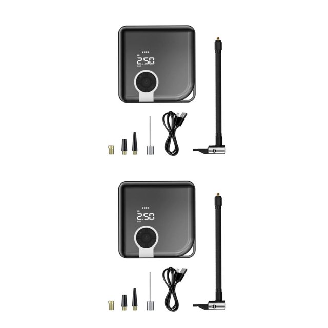 Wweixi 1/2/3 High Capacity Battery Cordless Air Pump Fast Inflation On Go Smart Presetting Silver 2PCS