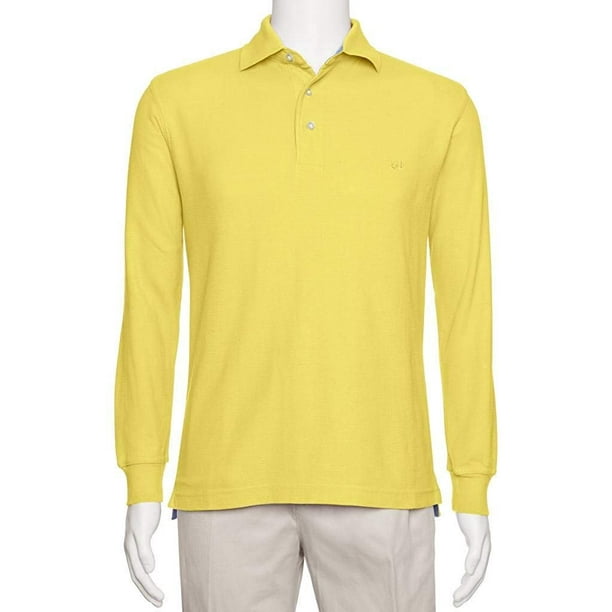 mens yellow long sleeve polo shirt