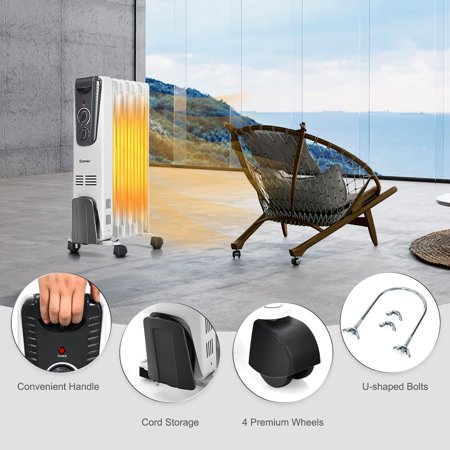 Costway 1500W Electric Oil Filled Radiator Space Heater Thermostat Room  Radiant | Walmart Canada