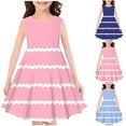 thumbnail image 4 of Dvprdro Girls Summer Casual Dresses Fashion Cute A Line Midi Dress Loose Fit Striped Print Round Neck Sleeveless Sundress Children's and Toddler Flowy Party Princess Dress, 4 of 4
