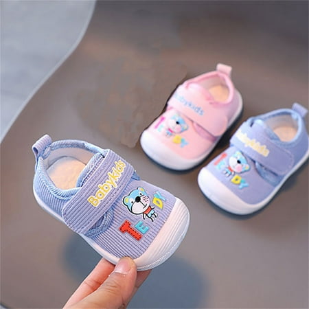 Hinvhai Baby Squeaky Shoes Clearance Toddler Boy Girl Sneakers Anti-Slip First-Walkers Lightweight Little Kid Trainers for Walking Running Pink 6.5(21)