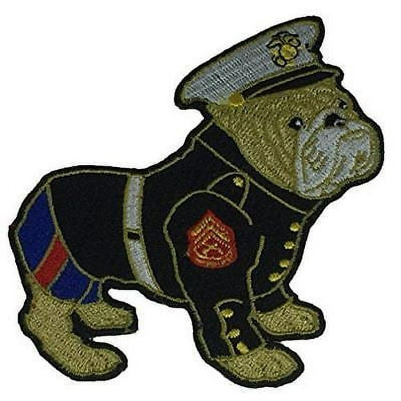 USMC MARINE CORPS CHESTY THE BULLDOG W/ DRESS BLUES CUTOUT PATCH MASCOT EGA