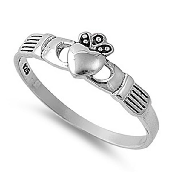 Simple Heart Promise Claddagh Purity Ring .925 Sterling Silver Band Jewelry Female Male Size 4