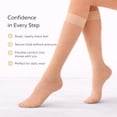 thumbnail image 3 of Diamond Star Women's Knee High Socks Trouser Socks, Stretchy Soft Thin Material (Beige - 6 Pairs, Socks Size 9-11, Fit Women's Shoe Size 4-10.5), 3 of 6