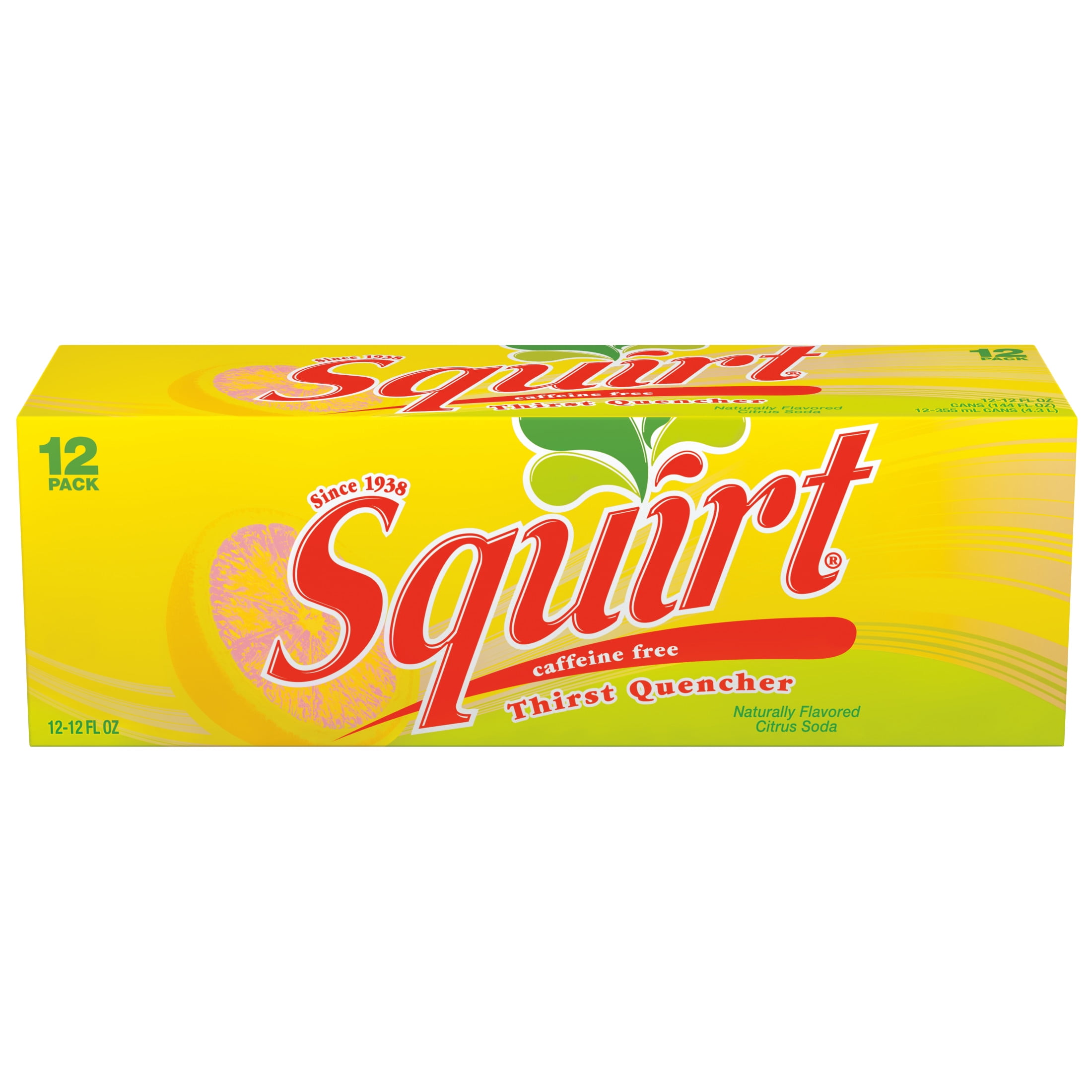 PR Squirt Caffeine Free Grapefruit Soda Pop, 12 fl oz, 12 Pack Cans
