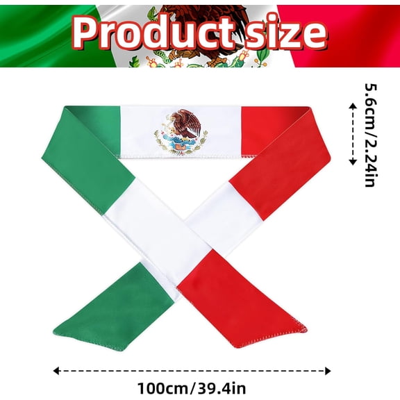 WEIFEI-Mexican Flag Headband for Men Women, Mexican Flag Tie Bandana with National Emblem – Patriotic Tricolor Head Wrap for Cinco de Mayo, Sports Events, Parades, and Festivals