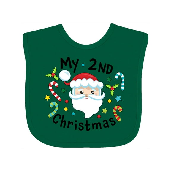 Inktastic My Second Christmas Santa with Candy Canes Boys or Girls Baby Bib