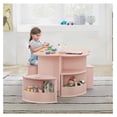 thumbnail image 3 of Toddler Table and Chair Set with 4 Storage Stools, Flower Shaped Nesting Design with Built-in , Kids Table for Activity/Play/Art/Read/, Pink, 3 of 6