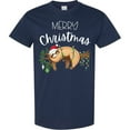 thumbnail image 3 of Inktastic Merry Christmas Cute Sloth with Santa Hat and Lights T-Shirt, 3 of 5