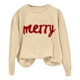 thumbnail image 4 of Chandails d'Hiver Grande Taille pour Femmes Chandail Décontracté de Noël Imprimé Col Rond Manches Longues Sweat à Capuche Amusant Beige G, 4 of 6