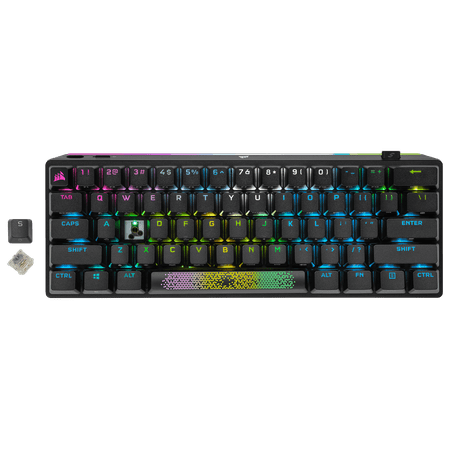 CORSAIR - K70 Pro Mini Wireless 60% RGB Mechanical Cherry MX SPEED Linear Switch Gaming Keyboard with swappable MX switches - Black