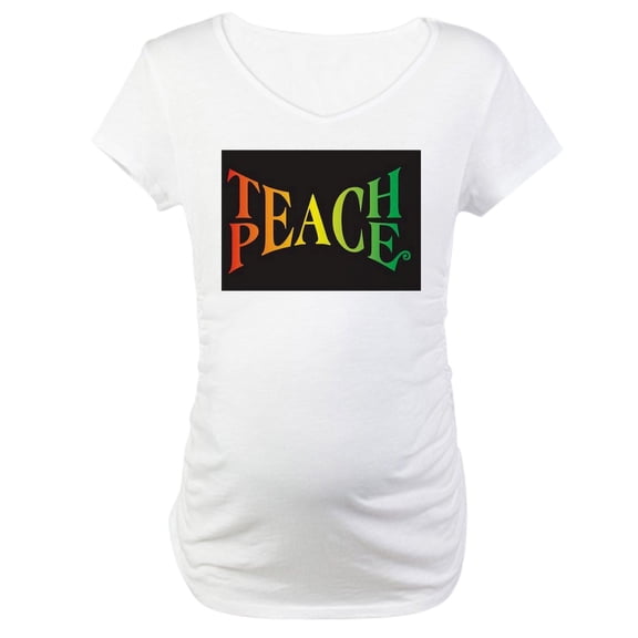 CafePress - Teach Peace Maternity T Shirt - Cotton Maternity T-shirt, Cute & Funny Pregnancy Tee