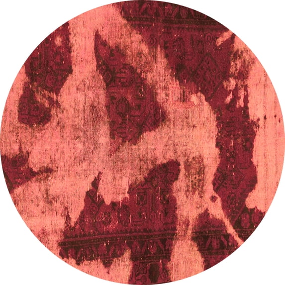 Ahgly Company Indoor Round Abstract Orange Modern Area Rugs, 8' Round