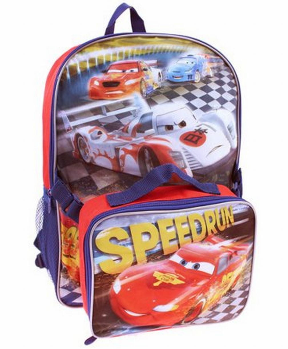 cars backpack with lunch bag
